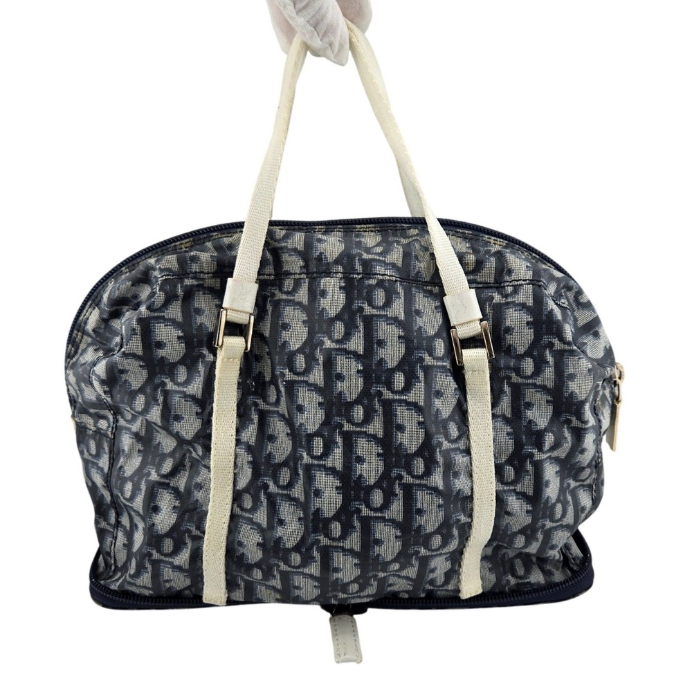 Christian Dior Trotter Convertible Mini Boston Bag Navy Oblique Vintage Pouch